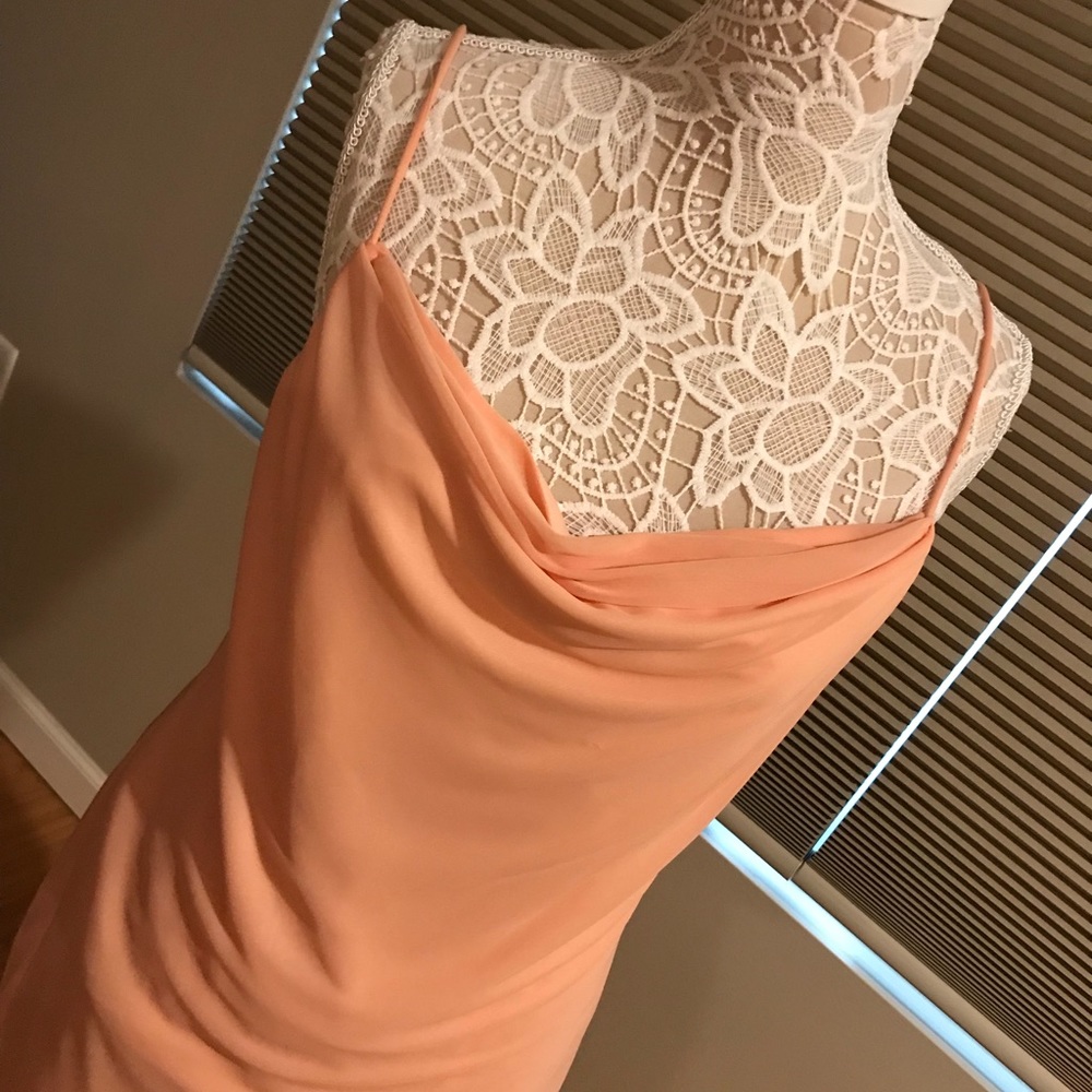 Dave & Johnny Peach Apricot Formal Prom Dress - Picture 2 of 7